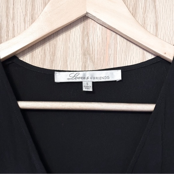 Lovers + Friends Long Sleeve Black Bodysuit Wrap V-Neck - Picture 6 of 8